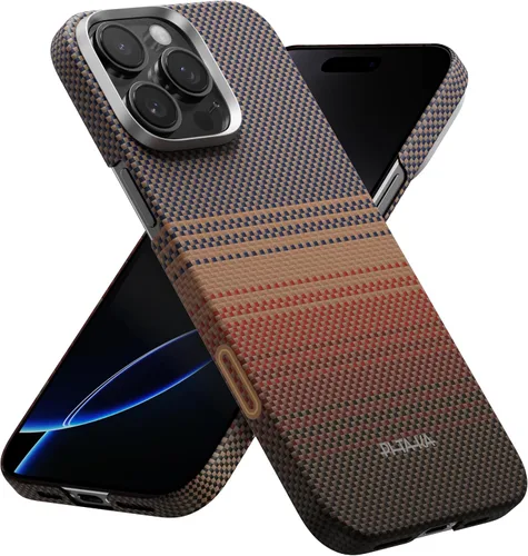 Vista 18 de pitaka Funda para iPhone 16 Pro de 6.3 pulgadas, compatible con MagSafe, ultra delgada, con sensación sin funda, tejido de fibra de aramida 600D