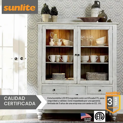 Vista 6 de Sunlite Mini bombillas LED R14, 4 vatios (equivalente a 25 W), 280 lúmenes, base intermedia (E17), regulable, certificación ETL, blanco suave
