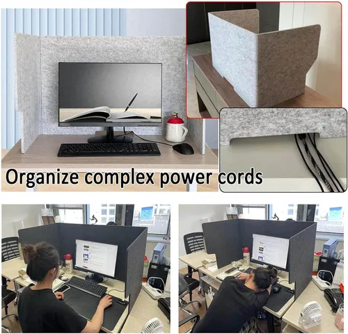 Vista 6 de LIGUOYI Divisores de escritorio para cubículos, panel de escritorio, independiente, divisor de oficina con amortiguación de sonido, panel