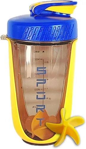 Vista 9 de Botella agitadora de proteínas de 20 onzas, botellas deportivas para mezclas de proteínas con batidora, botella mezcladora, taza agitadora portátil