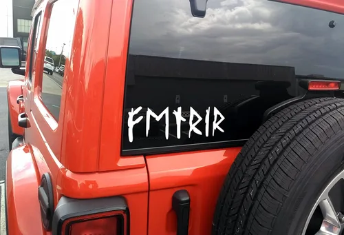 Vista 2 de Fenrir in Futhark - Calcomanía de vinilo V2 - Runes Viking Norse Wolf - Adhesivo troquelado