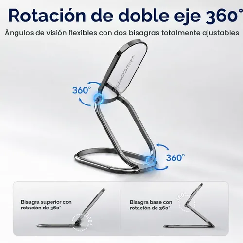Vista 2 de VAWcornic Soporte para anillo de teléfono, soporte de dedo giratorio de doble dirección de 540° para iPhone, Samsung, Huawei Smartphone, Tablet