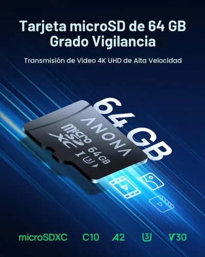 Vista 3 de Anona Tarjeta Micro SD Tarjeta de memoria de 64 GB, hasta 100MB/s, Cámara interior Pano 4K adecuada (64 GB)