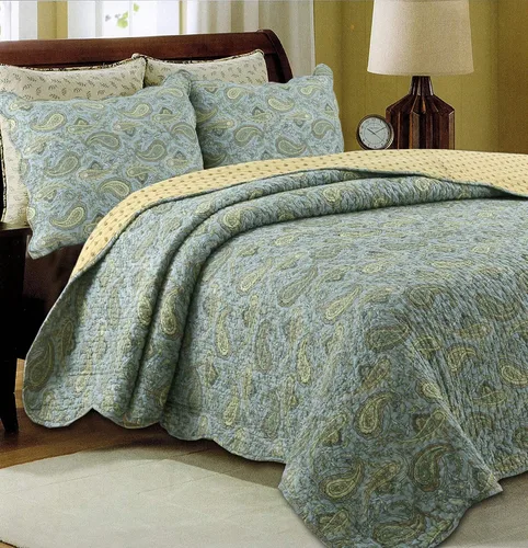 Vista 8 de Cozy Line Home Fashions Juego de ropa de cama acolchada reversible de 3 piezas, 100% algodón, rojo verde, estilo cottage floral francés campestre