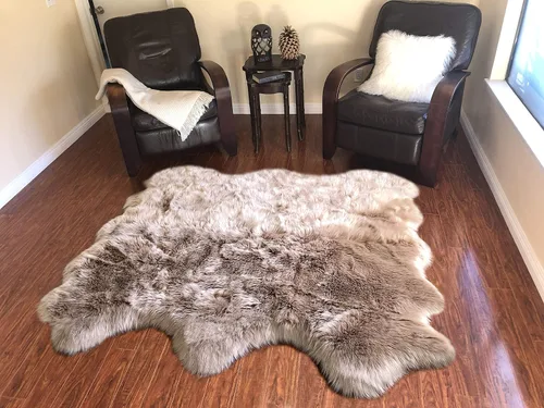 Vista 20 de LAMBZY Alfombra de piel de oveja auténtica, parte inferior gruesa y fuerte, fácilmente lavable, resistente a las manchas, perfecta para sala