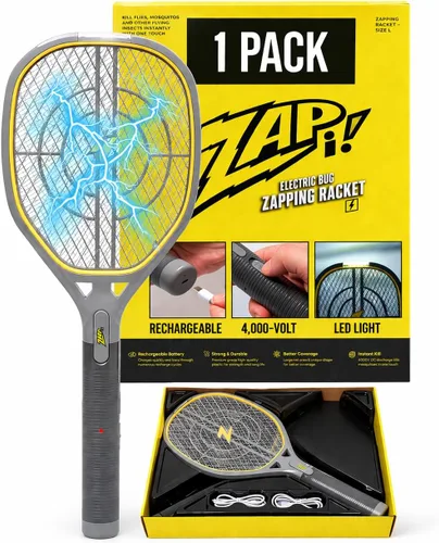 Vista 12 de Zap It Bug Zapper - Raqueta mata mosquitos recargable de 4000 voltios, cable de carga USB