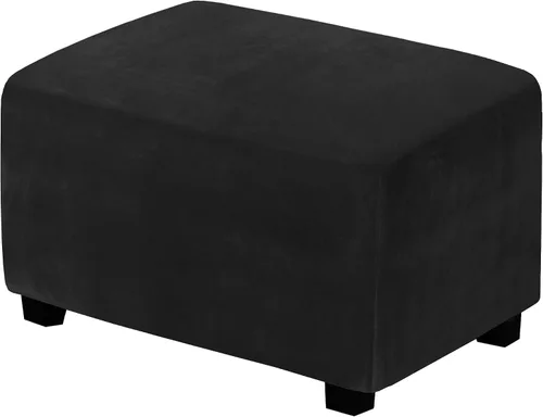 Vista 16 de H.VERSAILTEX Terciopelo de lujo de felpa de una pieza, rectangular, elástica, funda plegable para taburete o almacenamiento, cubierta elástica