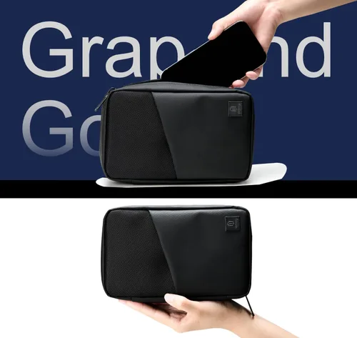Vista 4 de WIWU Estuche de viaje organizador de electrónica: estuche de viaje organizador de tecnología impermeable Bolsa organizadora de cables portátil