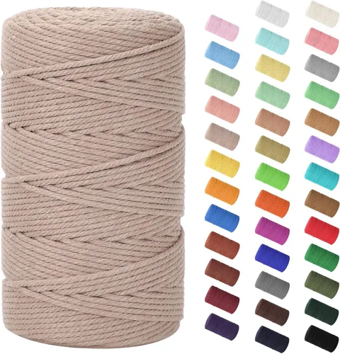 Vista 145 de Cuerda de macramé de 0.079 in x 220 yardas (656 pies), cuerda de algodón natural para colgar en la pared, ganchos de plantas, manualidades Verde