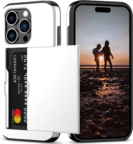 Vista 43 de Nvollnoe Compatible con iPhone 15 Funda con ranura para tarjetas, resistente, protectora de doble capa, a prueba de golpes, ranura oculta