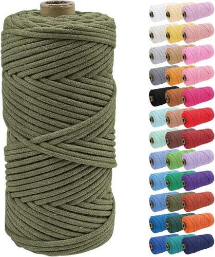 Vista 45 de JeogYong Cuerda de macramé de 0.157 in x 109 yardas, cuerda trenzada de algodón natural, cuerda de macramé para bolsas de ganchillo, colgar