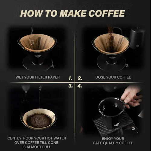 Vista 8 de Juego de cafetera, gotero de café de cerámica negra con filtro de papel V60, taza de café aerodinámica de cerámica negra para cafetería, restaurante