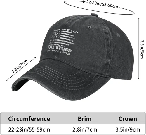 Vista 3 de Sombrero divertido con texto en inglés "I Fix Stuff and I Know Things" para hombre, sombrero de béisbol lindo