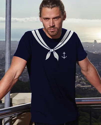 Vista 3 de Camisa de marinero para hombre, disfraz de temática náutica, camisas de Halloween