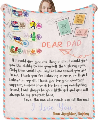 Vista 10 de Manta personalizada para papá abuelo, regalo de manta personalizada para el día del padre, manta personalizada con foto para papá, regalo