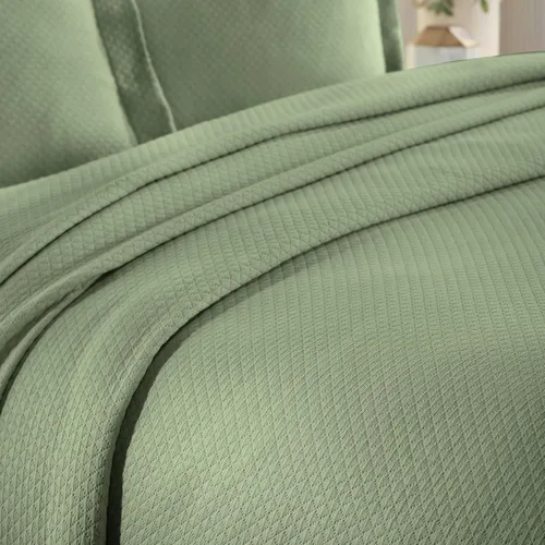 Vista 10 de Cubrecama doble Superior Diamond Solitaire de algodón de primera calidad Jacquard Matelassé con fundas de almohada a tono, color aguamarina, Verde