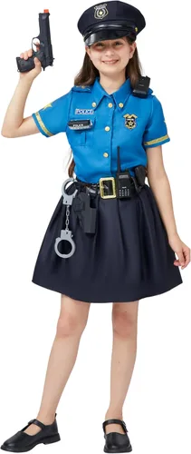 Vista 4 de Spooktacular Creations Halloween Police Officer Costume for Girls, Blue Girl Police costume for Kids Dress Up Parties