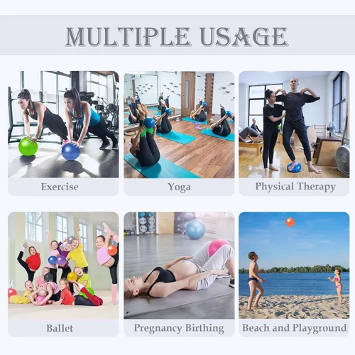 Vista 6 de Soft Pilates Yoga Ball, Small Exercise Ball, Mini Rubber Workout Equipment 9 Inch Ball Ideal Between Knee Squeeze for Physical Therapy Core