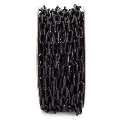 Vista 4 de Stockroom Plus Cadena negra para barrera de estacionamiento, eslabones de 100 pies y 1.5 pulgadas, cadena de seguridad de plástico para control
