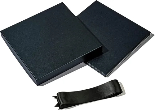 Vista 2 de RUSPEPA Caja de regalo mediana negra con tapas, cinta y papel de seda, caja de regalo plegable perfecta para cumpleaños, graduación, día del padre