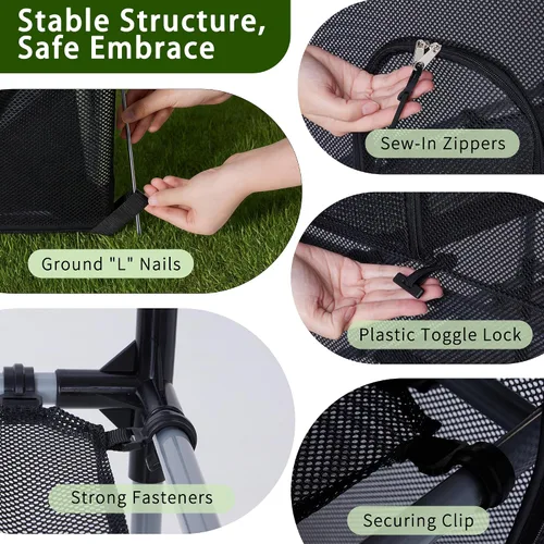 Vista 7 de Rockever Catio - Recinto para gatos al aire libre, jaula grande de 61.4 pulgadas para gatos con ventanilla, patio para gatos de 4 niveles, 6