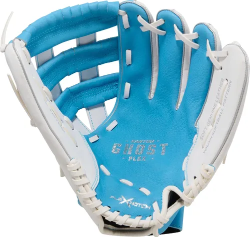 Vista 3 de Easton Ghost Flex Youth Softball Glov Columbia Azul/Blanco Doble barra arqueada H-Web