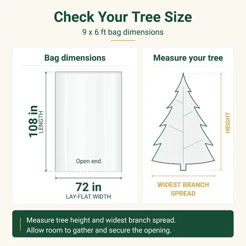 Vista 5 de Bolsa de eliminación de árbol de Navidad VicMore 9x6 pies de plástico transparente – Polietileno resistente, resistente a roturas y sin olor