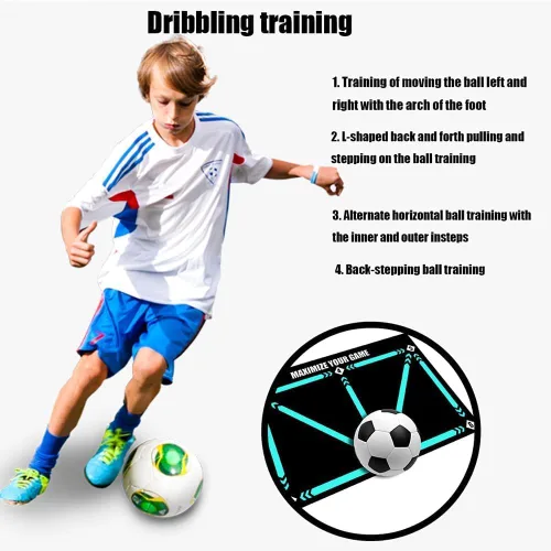 Vista 2 de Football Footstep Mat - Silent Anti-Skid Shock Absorption, Soccer & Sport Training Mat, Pace Ball Handler Equipment