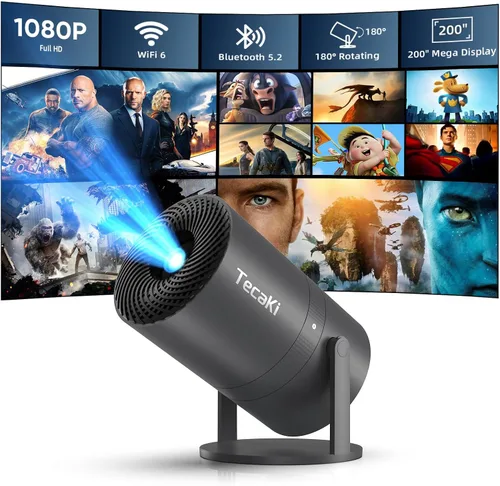 Vista 11 de Mini proyector portátil con WiFi y Bluetooth, compatible con proyector de películas 1080P HD, corrección trapezoidal automática, rotación de 180°