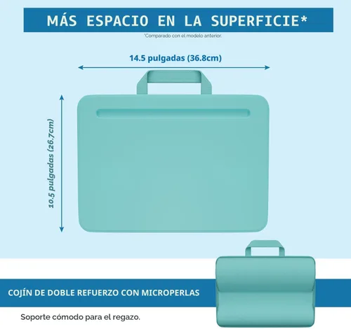 Vista 5 de LapGear - Escritorio compacto para regazo - Se adapta a laptops de hasta 15 pulgadas - Aqua Sky - Estilo núm. 43109 Microbead Cushion, Built-In