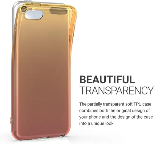 Vista 2 de kwmobile Funda transparente compatible con Apple iPod Touch 6G / 7G (6ª y 7ª generación), carcasa trasera de TPU, color amarillo/rosa