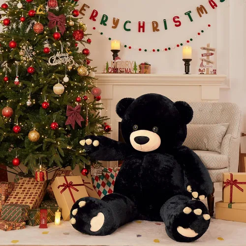 Vista 9 de MorisMos Oso de peluche gigante de 5 pies, 59 pulgadas, oso de peluche negro grande para decoración de fiesta de baby shower, regalo de animal