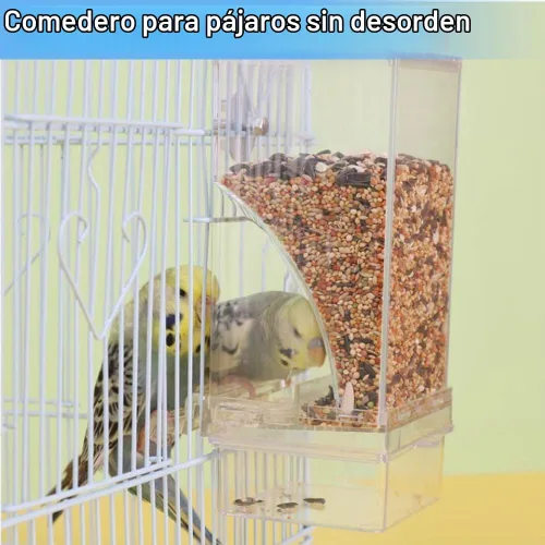 Vista 2 de Comedero para loros para pájaros, dispensador automático de jaulas, contenedor de alimentos, cuenco automático de semillas de aves para aves