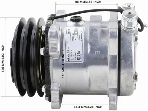 Vista 5 de Compresor universal del A/C con 2PK embrague SD 507 estilo 5H11 R134a V correa 12V