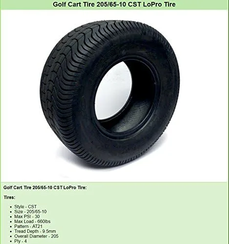Vista 4 de Neumáticos para carrito de golf 205/65-10 Arisun Low Pro - Juego de 4