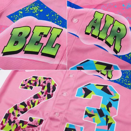 Vista 5 de Bel Air - Camiseta de béisbol, ropa de hip hop de los años 90 para hombres y mujeres, camiseta de manga corta para fiesta