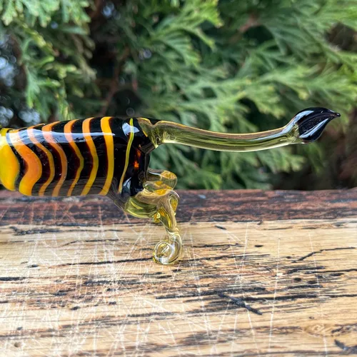 Vista 7 de Figura de tigre de cristal – Miniatura soplada a mano estilo Murano – Estatua de cristal de arte para escritorio o estante – Adorno coleccionable