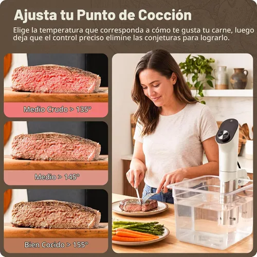 Vista 2 de Greater Goods Cocina Sous Vide, 1100 W, no necesita aplicación ni WiFi (blanco abeja)