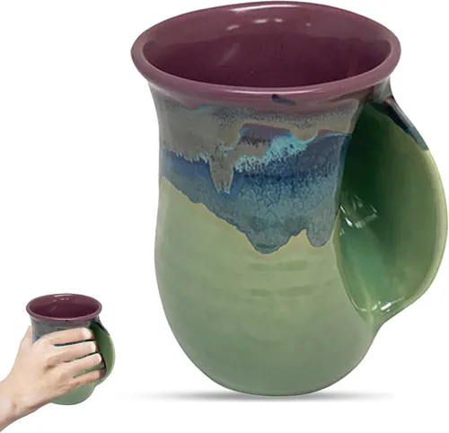 Vista 39 de Clay in Motion - Taza calentadora de manos para diestros, diseño Ocean Tide Marea del Océano