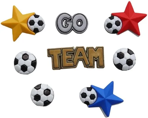 Vista 5 de Varios botones deportivos – Juego de más de 50 piezas para costura, álbumes de recortes y manualidades – fútbol, béisbol, fútbol, golf y esquí