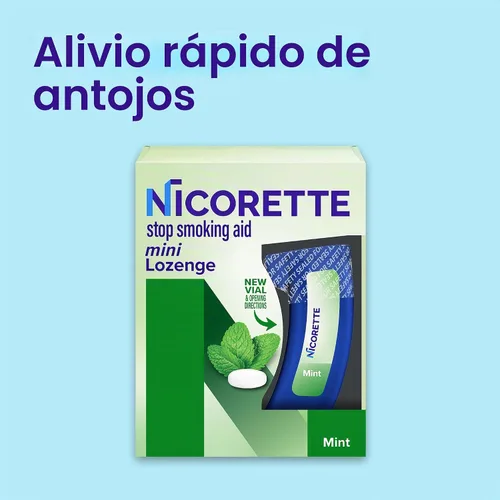 Vista 2 de Nicorette Mini pastillas de nicotina de 4 mg para ayudar a dejar de fumar, ayuda para dejar de fumar con sabor a menta, 101