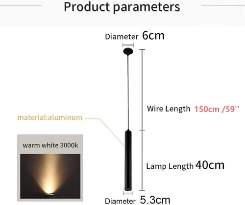 Vista 2 de 110 V 12 W Dia 5 CM L40CM tubo LED moderno Lámparas colgantes luz de punto para isla comedor sala de estar bar mostrador tienda techo cocina luces