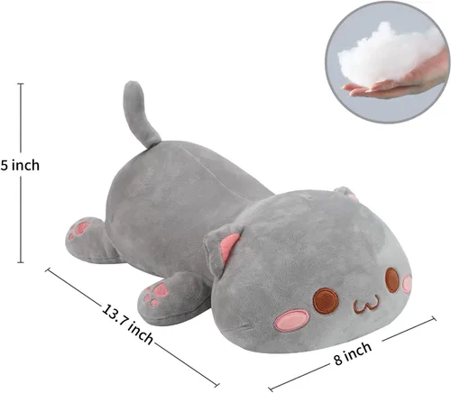 Vista 3 de AFAN Animales de peluche de gato, bonita y suave almohada de felpa de gato, juguetes de peluche kawaii, decoración de habitación, regalos para niños