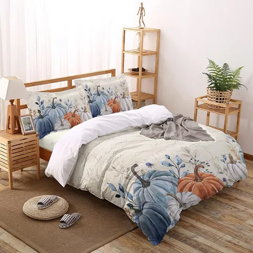Vista 8 de Juego de funda de edredón Queen – Juego de funda de edredón de 4 piezas de gnomos azules de Navidad, juegos de ropa de cama de árbol de Navidad