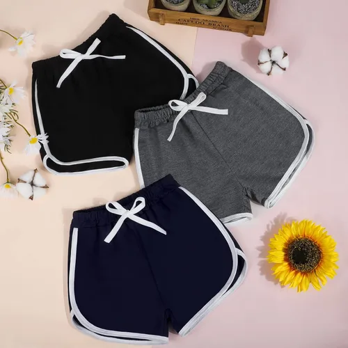 Vista 4 de Ruisita Pantalones cortos deportivos de 3 piezas para niñas y niños, pantalones cortos de entrenamiento de verano para niños pequeños