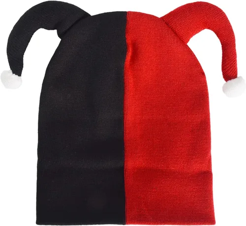Vista 4 de DC Comics Harley Quinn - Gorro de punto de invierno enrollable, rojo, talla única, Rojo