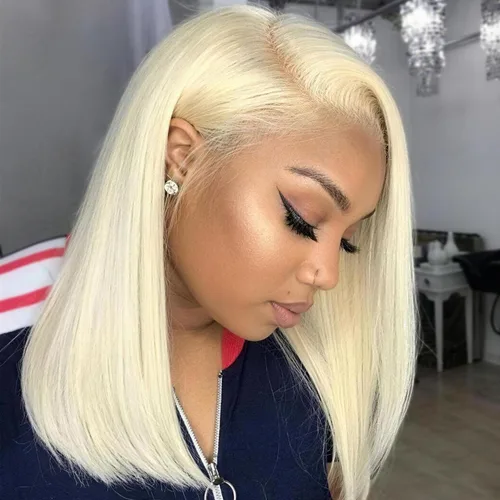 Vista 24 de Peluca Bob de pelo humano 13x4 encaje frontal HD estilo Bob corta y recta con parte lateral para mujeres negras, pelo humano prearrancado, sin De