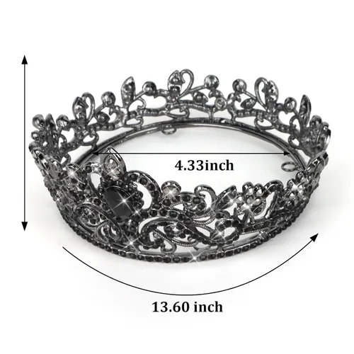 Vista 6 de CIEHER Corona pequeña negra para niñas, tiara de princesa, decoración de pastel de cumpleaños