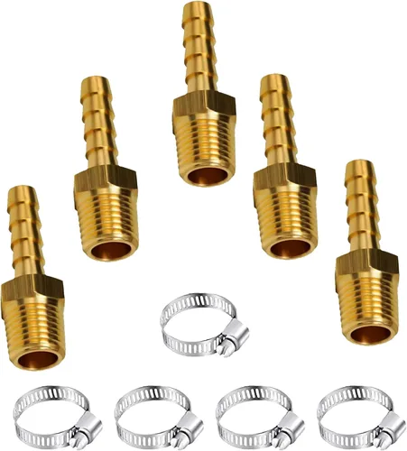 Vista 7 de AOPANDA Colocaciones de manguera de púas de latón 1/4" manguera ID Barb x 3/8 macho NPT adaptador de tubo