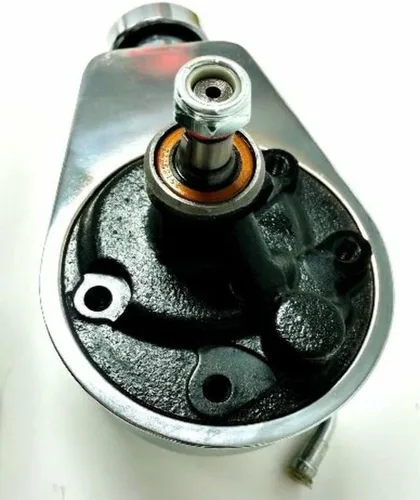 Vista 6 de Pirate Mfg Bomba de dirección asistida con polea de doble ranura, estilo Saginaw cromado, compatible con Chevy BBC SBC